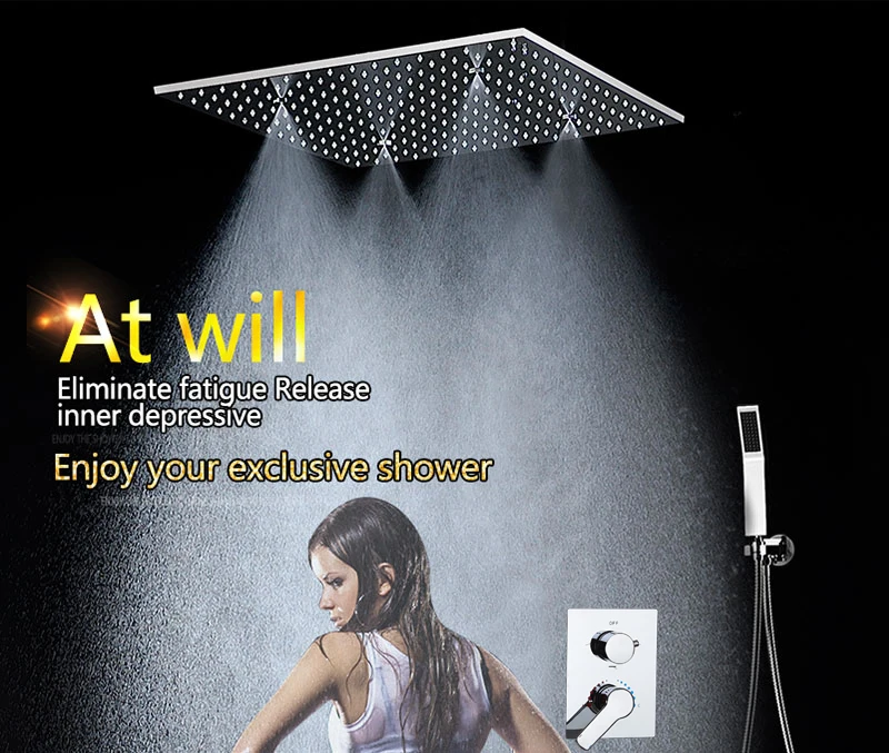 Bathtub Rainfall Shower Head Set Polished Wall Mounted SPA Massage Spray Panel Mixer Taps Shower Faucets Set Chrome Finish (1)