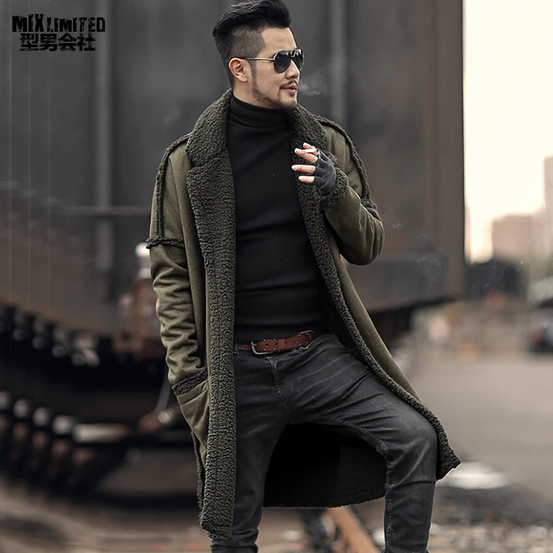 Double-sided Wear Woolen Furry Fleece Jacket Long Warm Coat for Men Winter Men Plush European Style Brand New Coat F7099-1 Double-sided Wear Woolen Furry Fleece Jacket Long Warm Coat for Men Winter Men Plush European Style Brand New Coat F7099-1