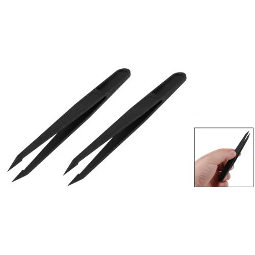 

KSOL New Style 3 Pcs Anti-Static Tweezers Electronic Rework Repair Tool Black