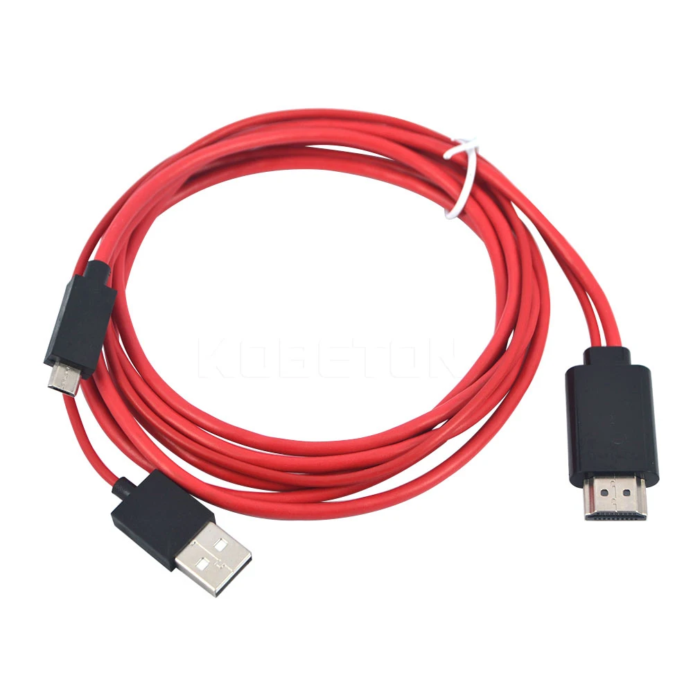 Kebidu 5Pin Micro USB к HDMI кабель Full HD 1080P для MHL выход аудио адаптер HDTV 11pin адаптер для samsung Galaxy S2 S3 S4 S5 - Цвет: RED