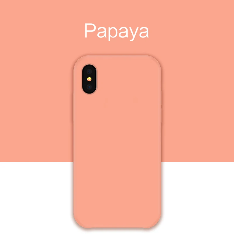 Жидкий силиконовый чехол для iPhone XR Max, XS, X, 8 Plus, 6, 6 S, роскошный чехол, задняя крышка для iPhone 8, 7 Plus, мягкий ТПУ, Fundas Capa - Цвет: Papaya
