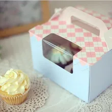 Розовый Синий украшения 4 кекс коробка для пирожных упаковка поставки сувениры ручные переносные коробки