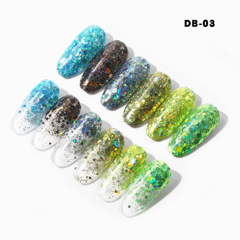 

6box/set Nail Glitter Tips Laser Gold Silver Powder Decorative Bright Fantasy Colors Super Beautiful Sequins