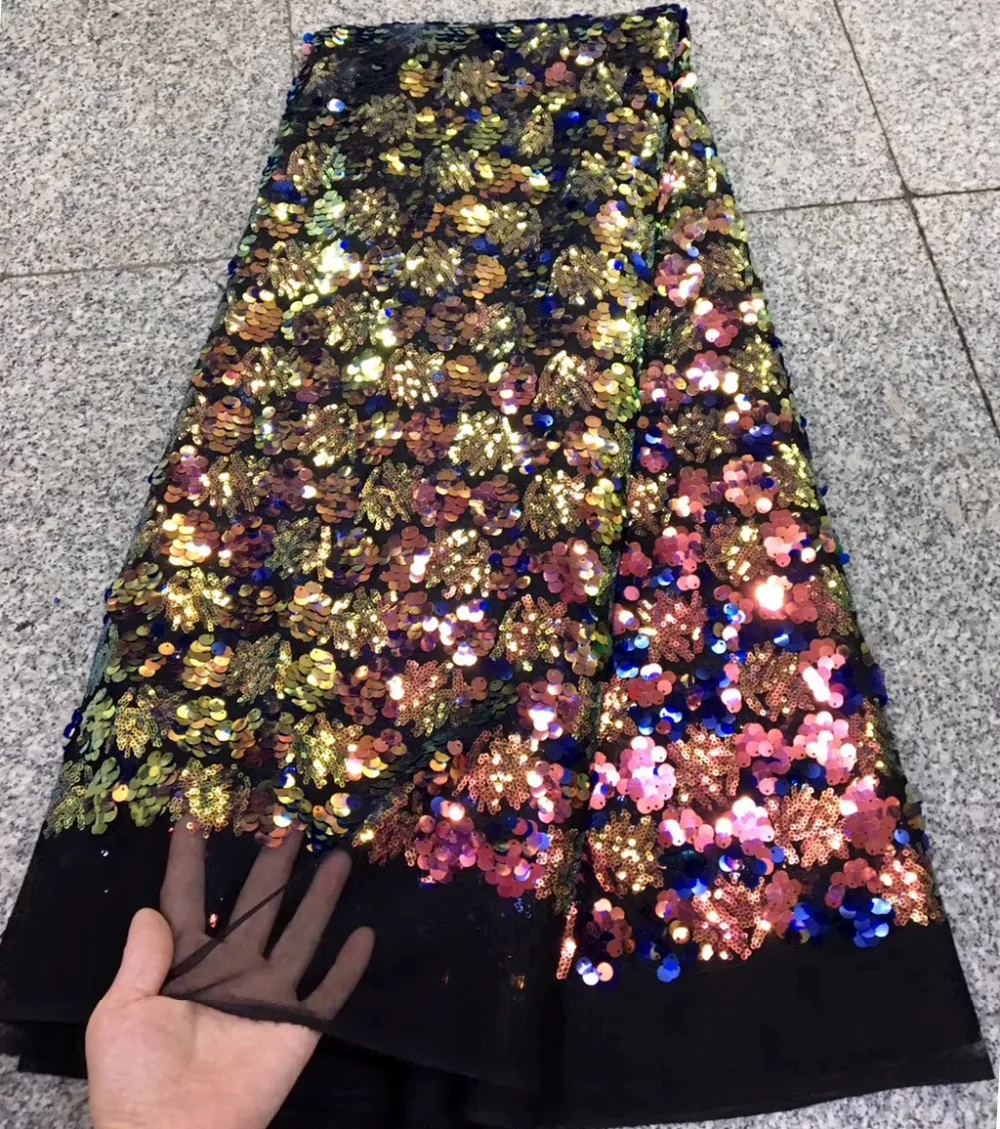 

2018 New Style French Lace Fabric High Quality African Tulle Lace Fabric Embroidered With Sequins For wedding dress