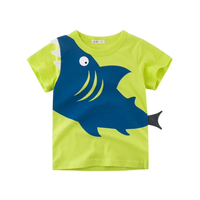 

2019 Summer Cotton Boys T Shirt Baby Boys Cartoon Shark Printed Short Sleeve O-Neck Cute Clothes For Kids Boys Tee Shirt Tops
