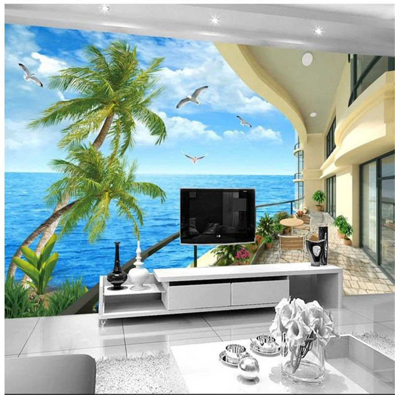 

HD 3d stereoscopic wallpaper Balcony Landscape wallpaper living room bedroom murals papel de parede infantil wall paper