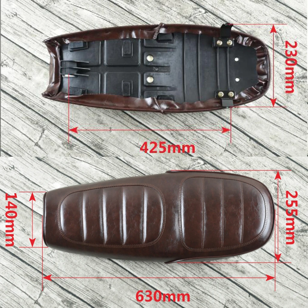 63cm Long Motorcycle Cafe Racer Retro Vintage Seat Flat Brat Saddle Cushion (Black)Car Accessories