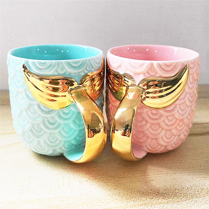 UPORS-Creative-420ml-Mermaid-Mug-Pearl-Glaze-Gold-Ceramic-Coffee-Mug-with-Mermaid-Tail-Handle-Ceramic (4)