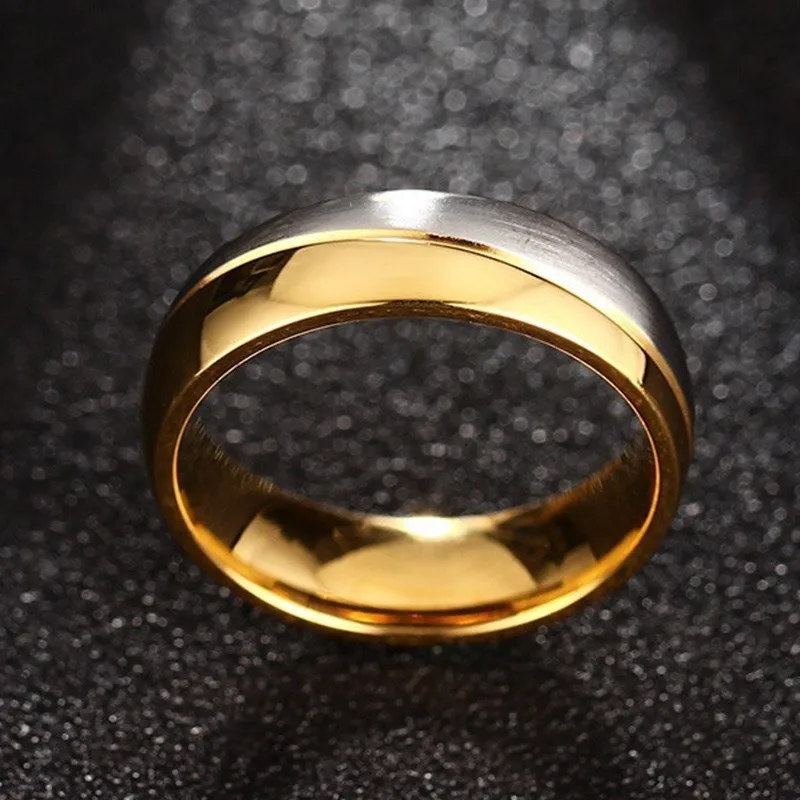 SHUANGR Lovers Wedding Engagement Rings Gold-Color CZ Couple Ring Band Women Men Stainless Steel alianca Fashion Jewelry