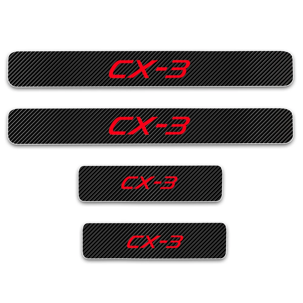 Estilo do Carro para Mazda Fibra de Carbono Etiqueta do Carro Protetor de Soleira da Porta Scuff do Peitoril da Porta Acessórios do Carro Vinil Guarda cx Cx3 Cx-3 3 16 Estilo do carro Para Mazda CX CX3