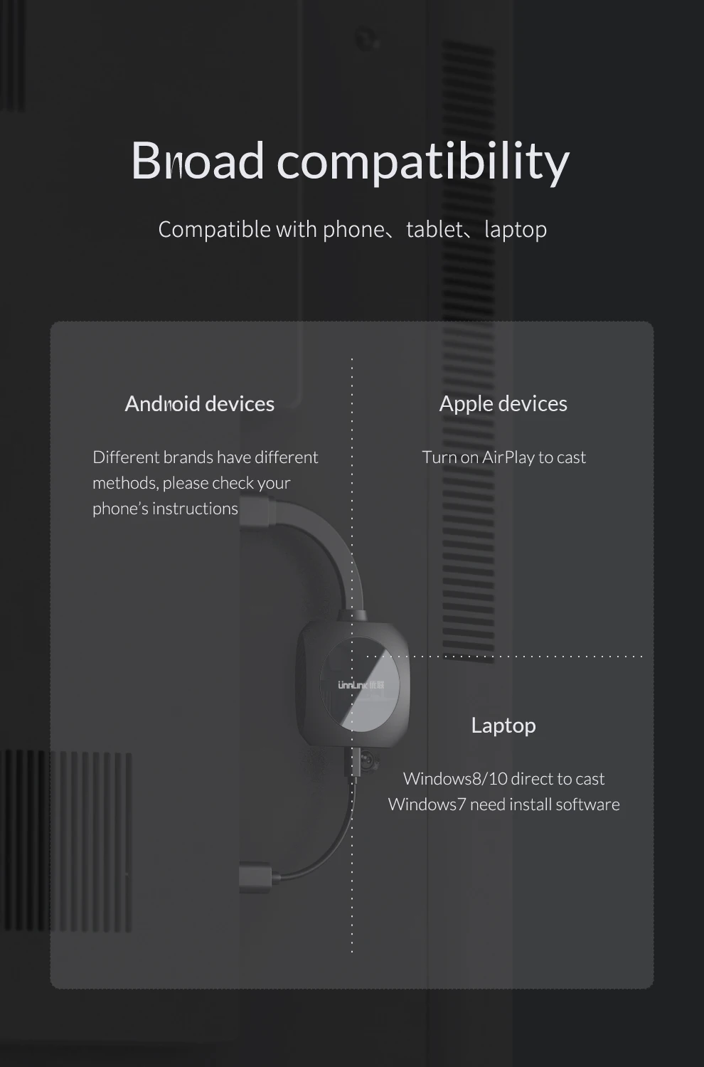 Unnlink HDMI беспроводной дисплей 4K 1080P Miracast DLNA Airplay Mirroring для ТВ-карты Android Apple ноутбука планшета