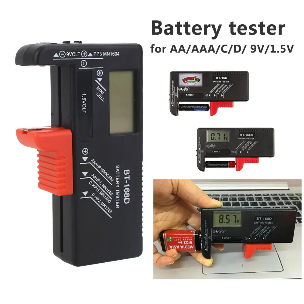 

AA/AAA/C/D/9V/1.5V Display Universal Button Cell Battery Colour Coded Meter Indicate Volt Tester Checker BT-168D Drop Shipping