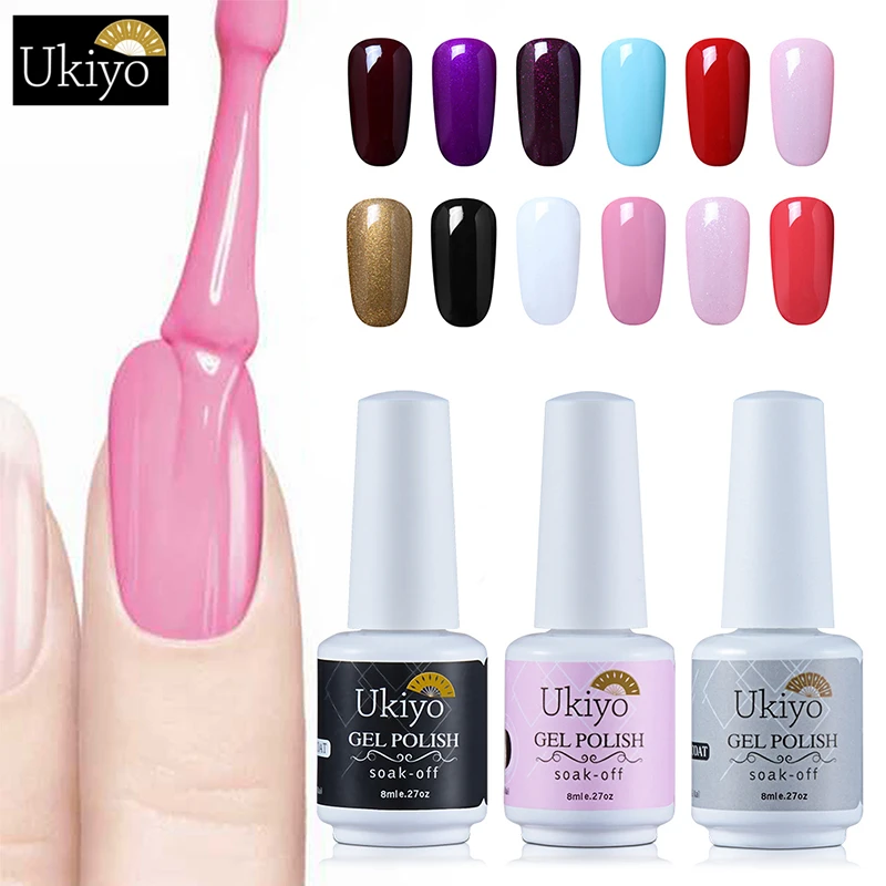 

Ukiyo 8ML Nail Polish 50 Pure Colors Gel Polish Manicure Lacquer UV LED Soak Off Nail Art Nail Gel polish Glue Gel lak