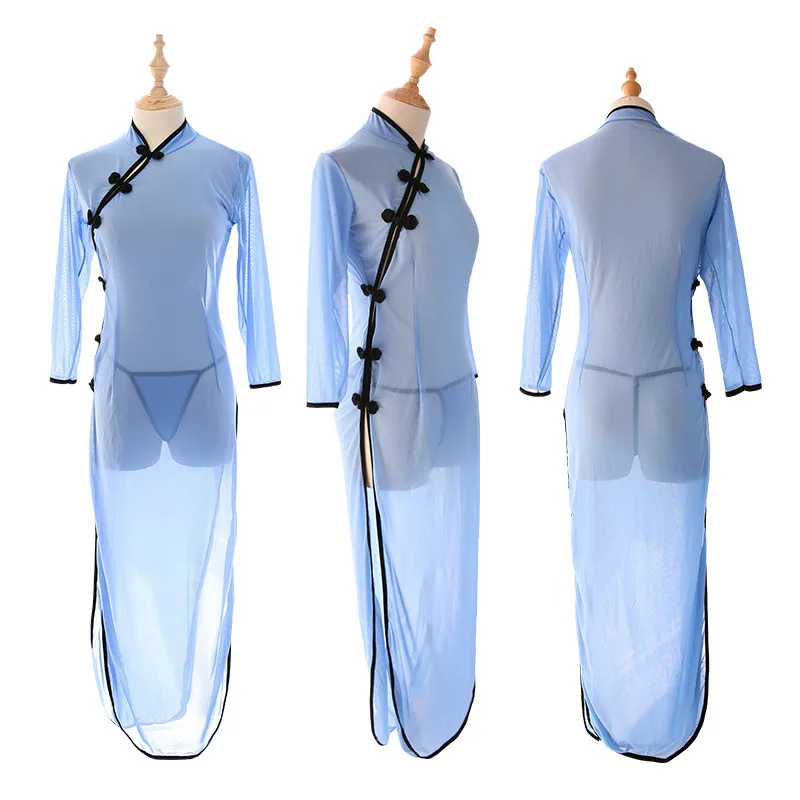 Женская Соблазнительная Студенческая ролевая ночная рубашка с боковой вилкой, Студенческая одежда, ночная рубашка, Китайская классическая Пижама чонсам