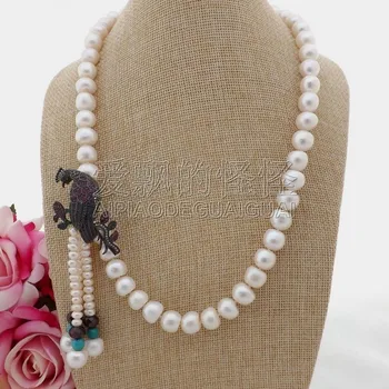 

N101906 22" White Rondelle Pearl CZ Pave Pendant Necklace