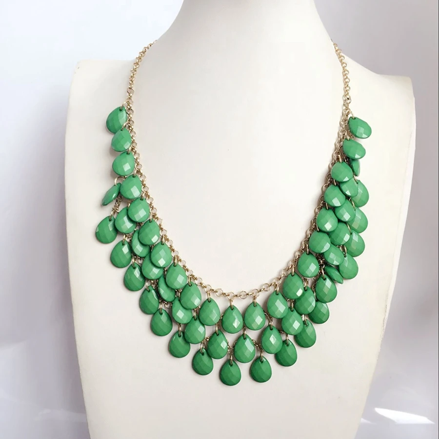 

Green Color Maxi Elegant Bijoux Fashion Statement Cute Necklace