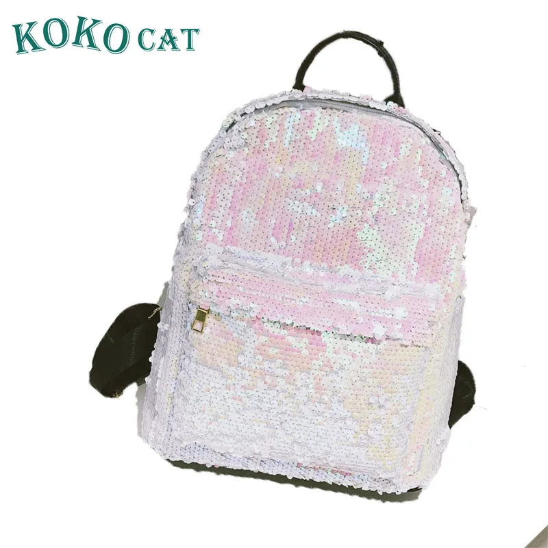 

Women Mini Shining Sequins Backpacks Teenage Girls Travel Large Capacity Bags Portable Party School Bags Shoulder Bag for Lady