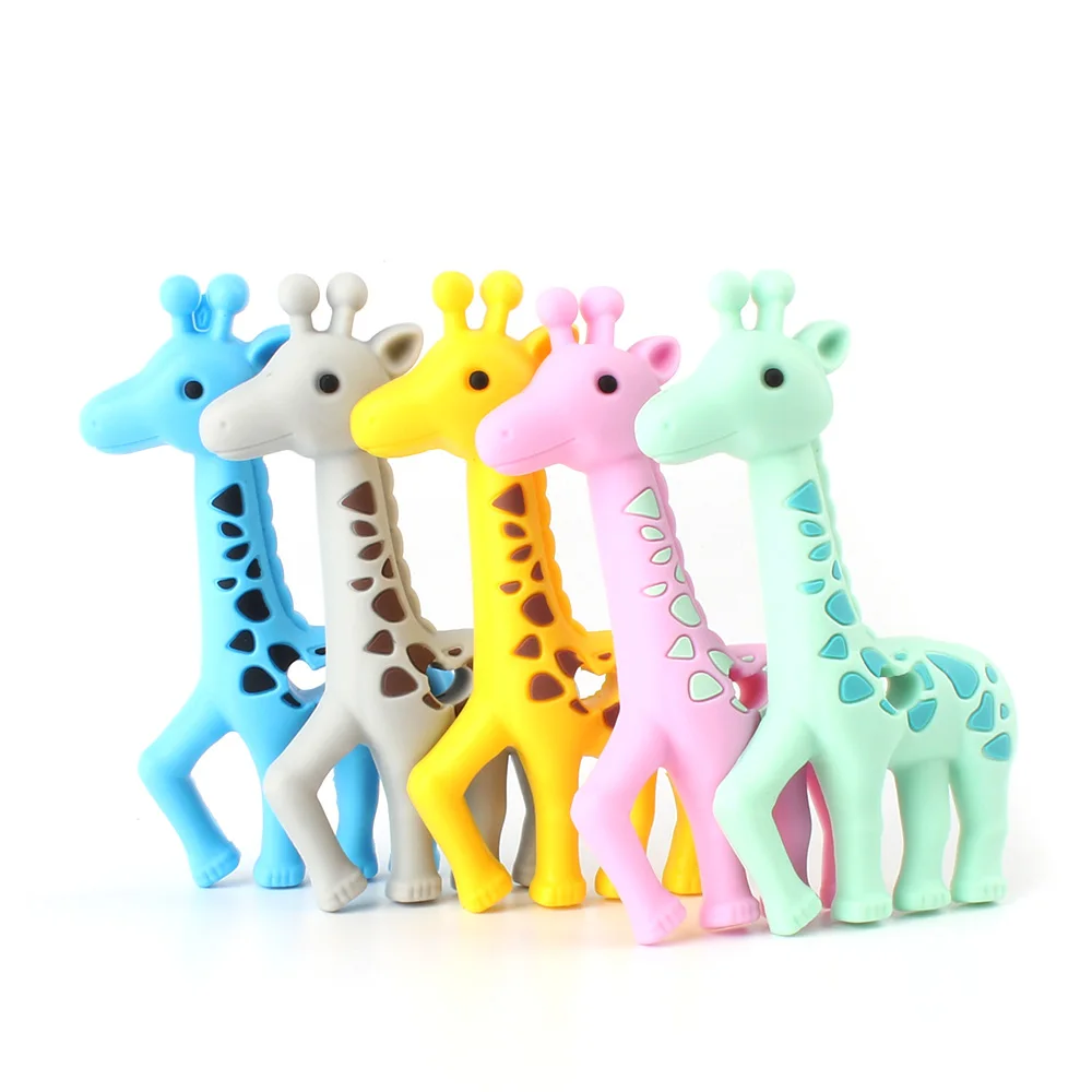 

10pcs 100mm Giraffe Silicone Teethers rodent Infant Necklace Bracelet Mordedor Baby Gift Pendant DIY Pacifier Chain Toy BPA