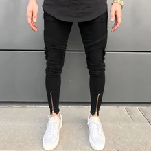 Новинка, мужские рваные джинсы на молнии, обтягивающие байкерские джинсы, черные, белые джинсы со складками в стиле пэчворк, облегающие джинсы в стиле хип-хоп, мужские брюки