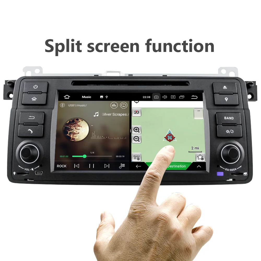 Perfect Eunavi Quad Core 1 Din Android 9.0 Car DVD player car radio for BMW E46 M3 with GPS Navigation Bluetooth 3G WIFI USB SWC Audio 3