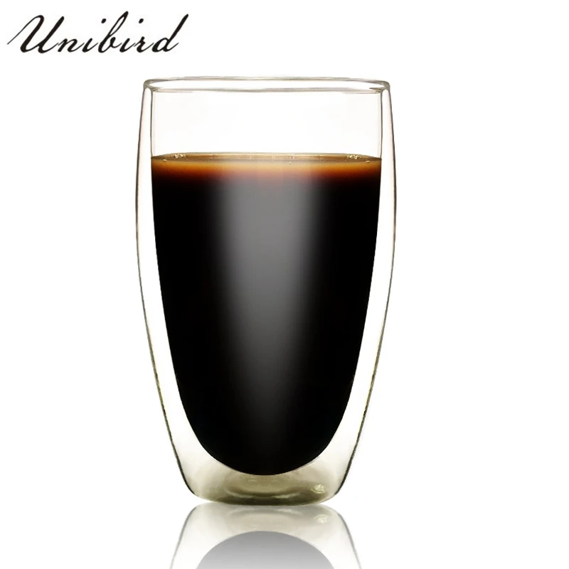 

Unibird Creative Gift Hot Glass Mug 450ML Handmade Double Wall Coffee Cups Tea Mug Heat Resistant Kitchen Home Office Drinkware