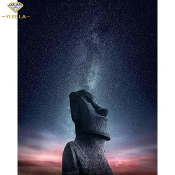 

Full Square Drill 5D DIY Diamond Embroidery Moai Starry Sky Diamond Painting Cross Stitch Rhinestone Mosaic Decoration Gift