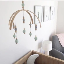 Nordic Nursery Boho Wooden Peal Baby Girl Mobile Decor Hanging Art Mobile Baby Chandelier Photography Props Newborn Gift