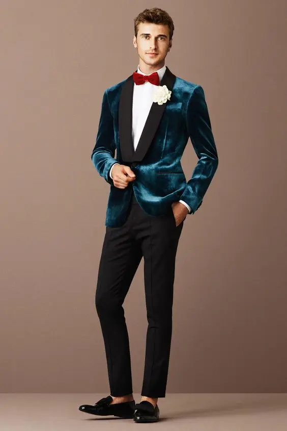 Latest-Coat-Pant-Designs-Red-Green-Velvet-Groom-Tuxedos-Black-Lapel-Blazer-Mens-Wedding-prom-Party