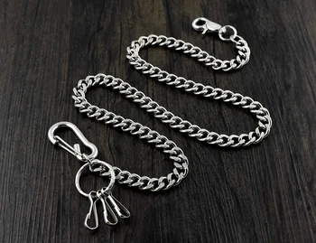 

Strong Basic Leash Heavy Linked Jeans Wallet with keyring Anti Theft safe chain WCS03 Silver