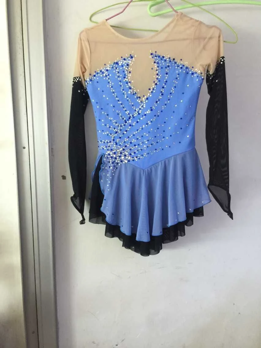 フィギュアスケート衣装スパンデックス女の子ブルーアイススケートドレスカスタムブルーアイスフィギュアスケートドレス女性女の子 Dress Women Dress Woman Girlsdress Custom Aliexpress