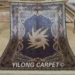 Yilong 4,5 'x6. 5' Тебризский ковер из шелка серый ручной работы, изысканные восточные ковры ручной nyc (0165)