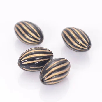 

150x 9x15mm Acrylic Twist Stripe Oval Shape Spacer Beads With Gold Lined Antique Design Beads For Diy Jewelry Making Accessories