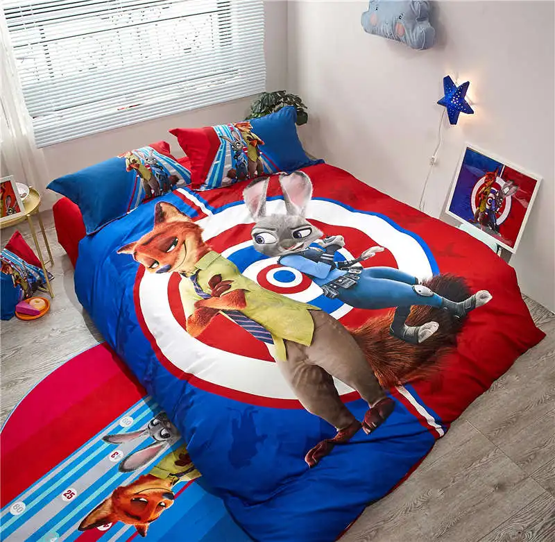 

Disney Zootopia Printed bed sheet 3/4/5pcs sanding duvet cover set twin full/queen size cartoon girls boys children home decor