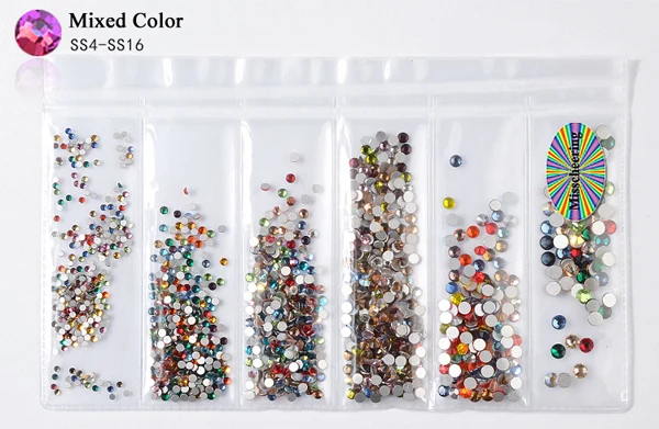Разноцветные стеклянные стразы разных размеров, микро хрустальные бусины с плоской задней частью, 3D декоративный маникюр - Цвет: Type3