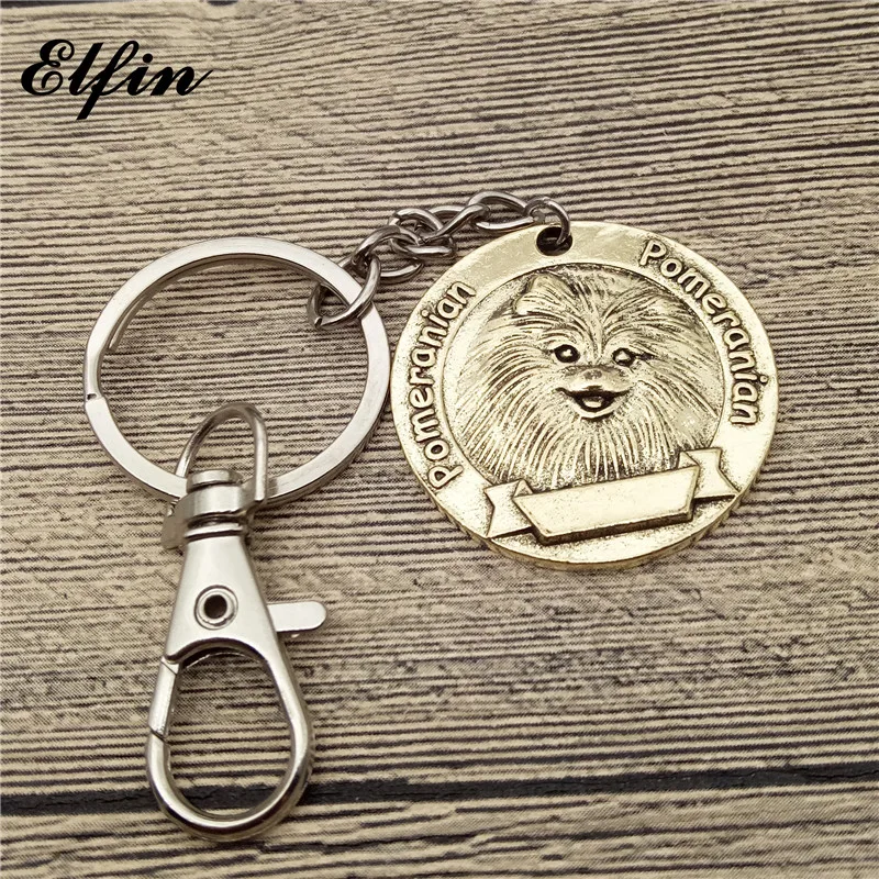 

New Vintage Retro Pomeranian Keychains Antique Silver Antique Bronze Pomeranian Key Chains Keyrings Pet Dog Jewellery