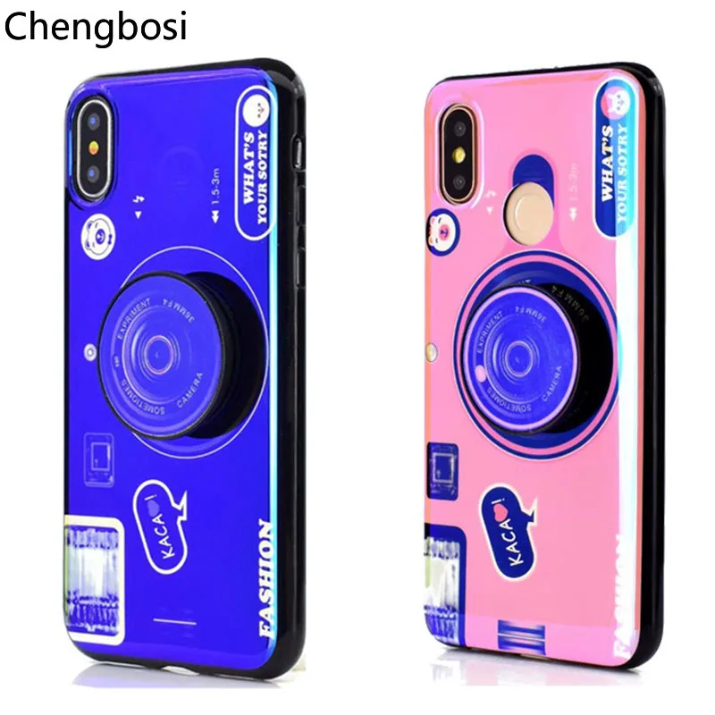 

Kickstand Phone Case for IPhone 6S 6 7 8 Plus X XS Max Case Shell Silicone Cute Camera Stand Holder Cover With Finger Ring