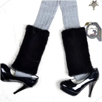 

New arrival genuine mink fur leg warmer black warm leg cover ankle sock thickening fur elastic cuish thermal female
