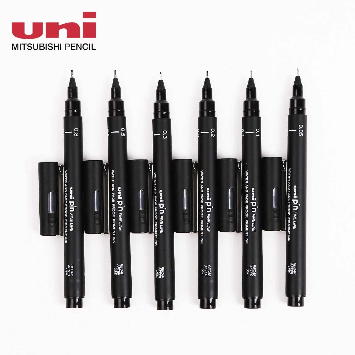 

Japan 6pcs UNI Pin Liner Set Fineliner Black Ink Pen 0.05mm 0.1mm 0.5mm Micron Drawing Marker Manga Design Art Supplies