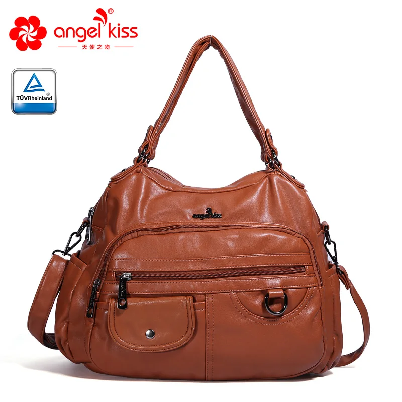 

Angel Barcelo Vintage Women Casual Totes Super Soft PU Leather Handbags for Girls 0054