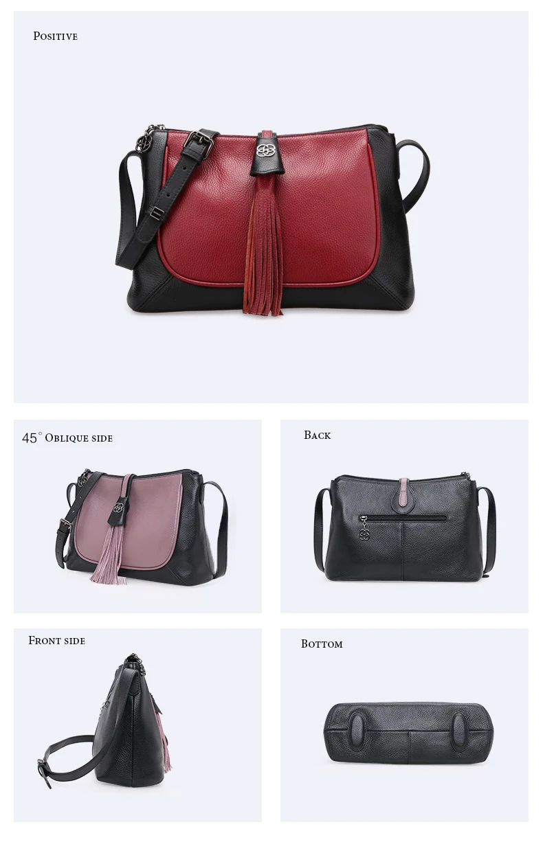100%Top Cow Genuine Leather Women Handbag ShoulderBags Authentic Female Tassel Bag LadyTote Bag Fashion Brand Girl Messenger bag     H51240555 (12)