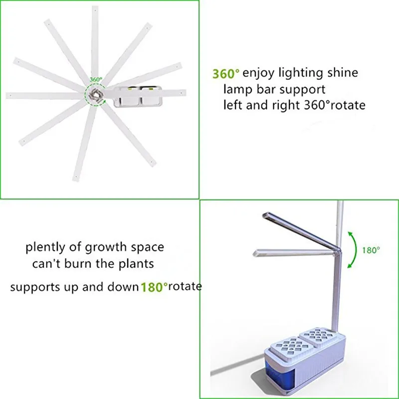 CLAITE Indoor LED Grow Lights Herb Hydroponics Plants Garden Kit Lamp Full Spectrum Adjustable Lever Planting Plant Lamp