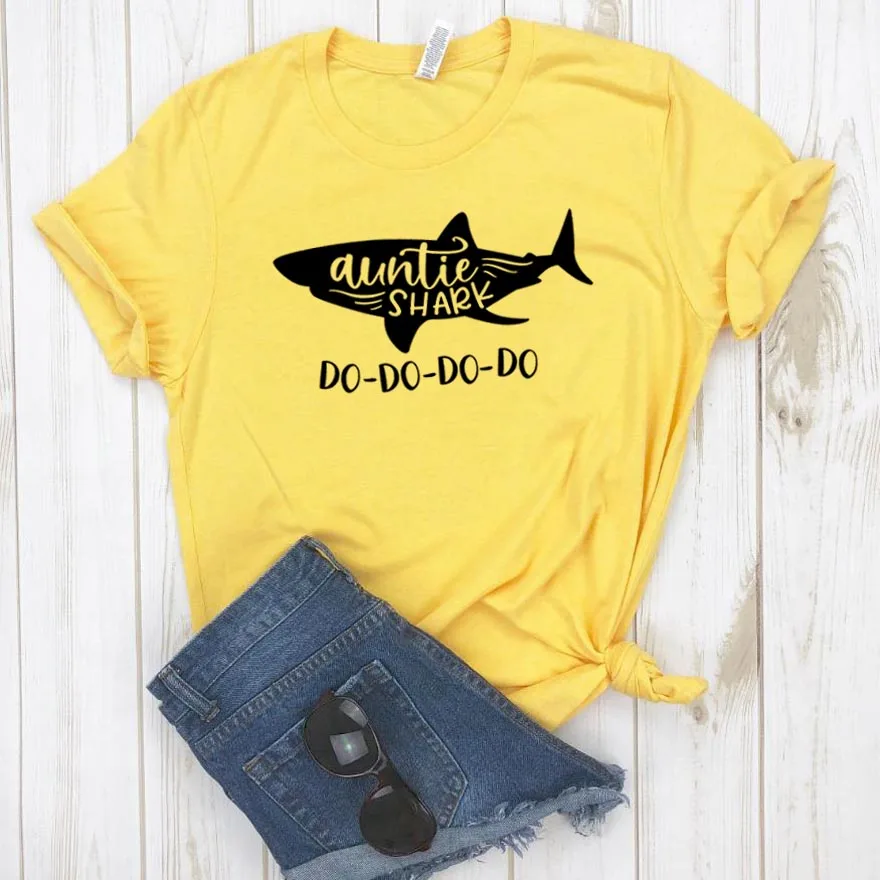 Auntie Shark do женская футболка хлопковая Повседневная хипстерская забавная футболка подарок леди Yong Девушка Топ Футболка Прямая поставка ZY-283