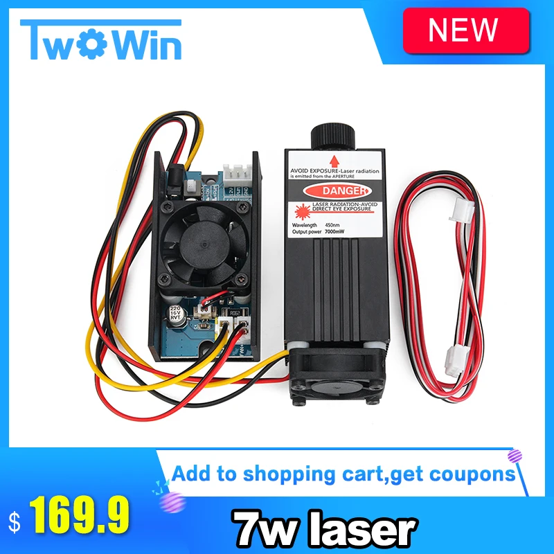 

DIY Focusable 7w laser module 7000mw 445nm wavelength High-power For CNC Cutter laser Engraving Machine