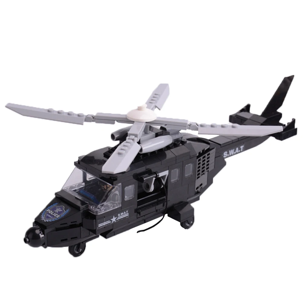 

Military Series SWAT Police Ship Helicopter Truck Armored Car Building Blocks Weapons Compatible with Legoing Toy for Children