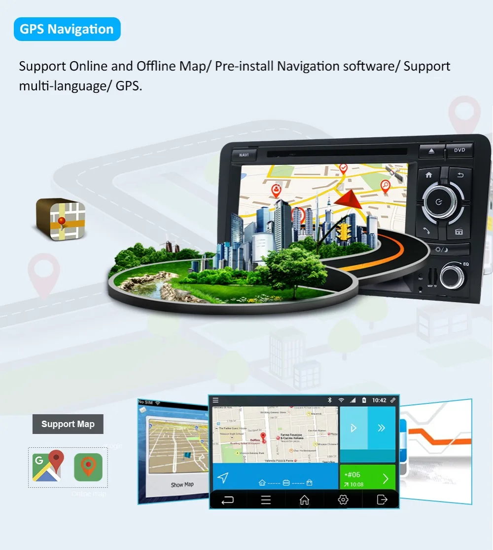 Cheap Bosion 7 inch HD 2 Din Android 9.0 Octa 8 Core Car Radio Stereo DVD Player Multimedia Navigation GPS For Audi A3 8P 2003-2011 BT 12