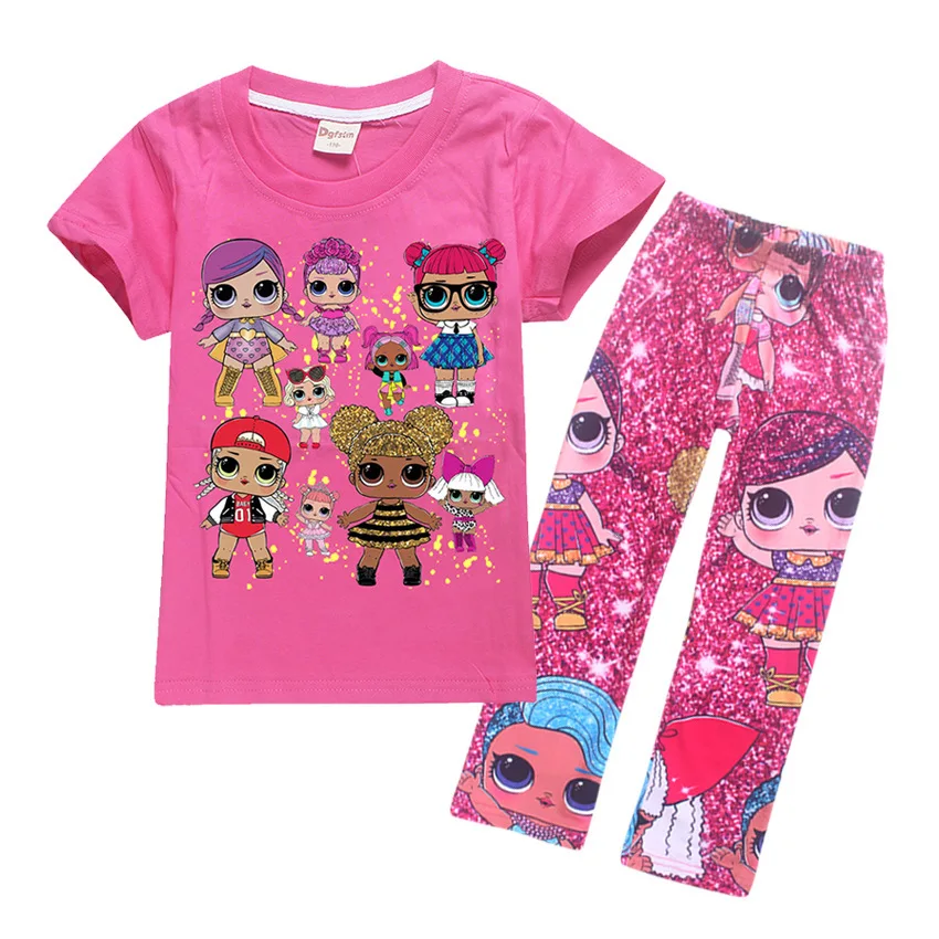 

Summer Girl Lol Clothes Sets Baby Girls Short Sleeve T Shirt Top+pants Suits Kids Clothing Cartoon Print Children's Clothes 2pcs