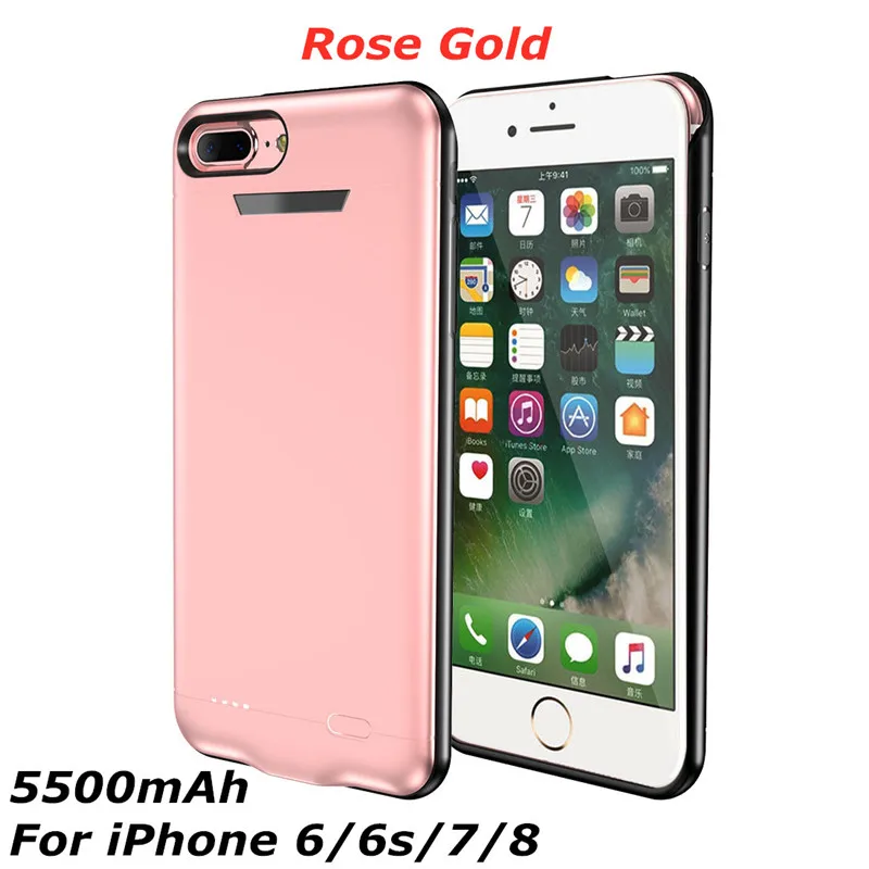 Портативное зарядное устройство для iPhone 8/7/6s/6plus, запасное зарядное устройство для iPhone 8/7/6s/6, Расширенный чехол для аккумулятора телефона - Цвет: Rose For 6 6s 7 8
