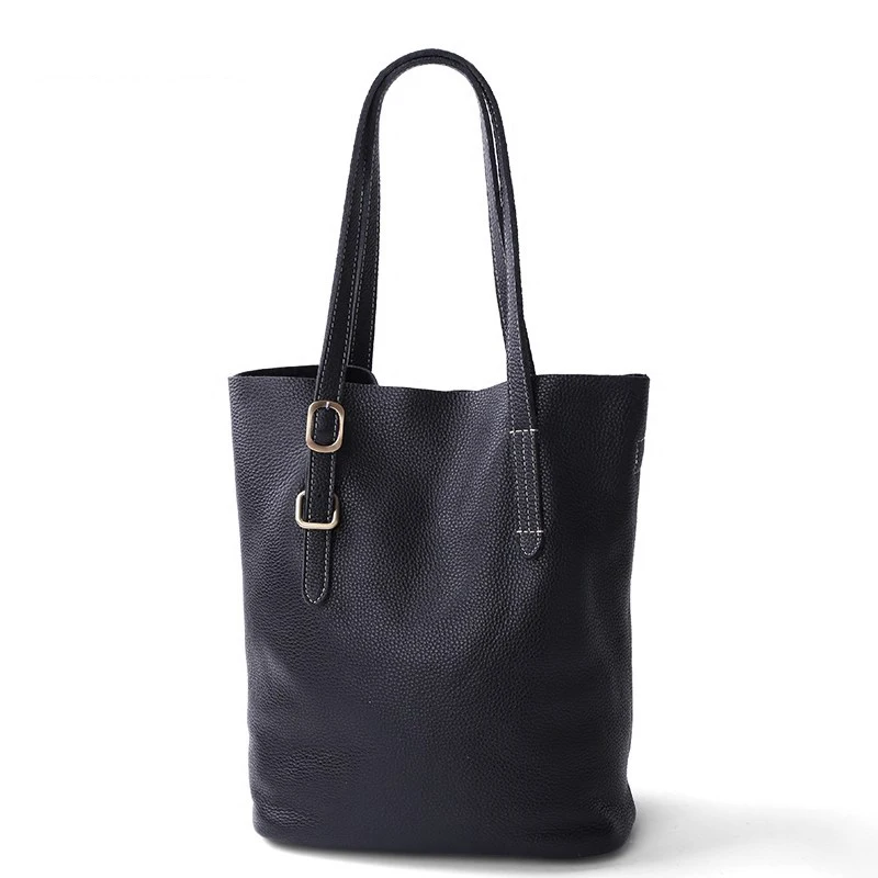 Женская сумка, Женская Повседневная сумка из натуральной кожи, женская сумка через плечо, сумка для покупок на молнии, регулируемая сумка через плечо - Цвет: black
