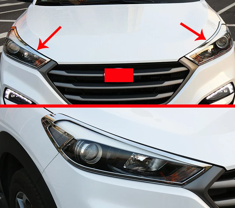 

For Hyundai Tucson 2016-2018 ABS Chrome Headlight Lamp Cover Trim Car Accessories Stickers