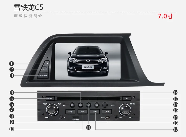 Top Free shipping car dvd navigation for citroen c5 2013 with steering wheel control, rear view camera input 19
